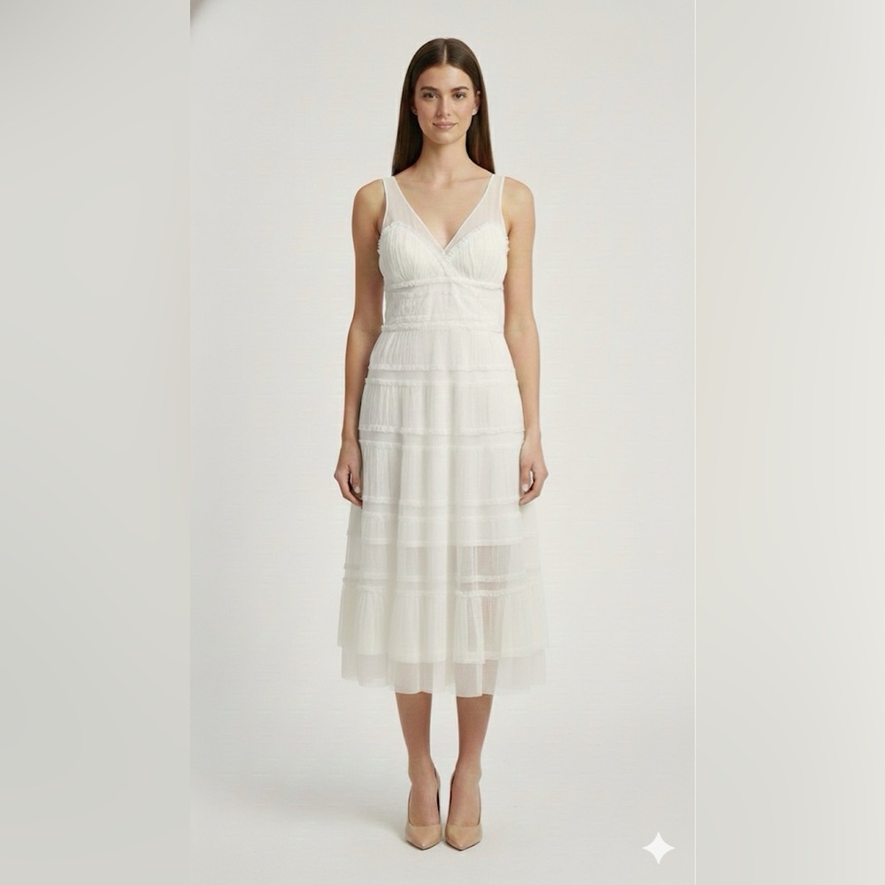 Bcbgmaxazria off-white silk wedding/ party dress NWOT